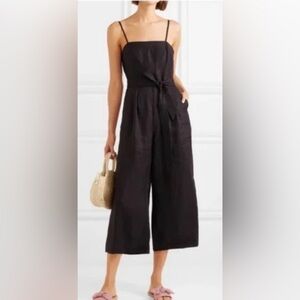 NWOT Women’s J. Crew Black 100% Linen Jumpsuit Vacation Cruise Cropped Size 6.